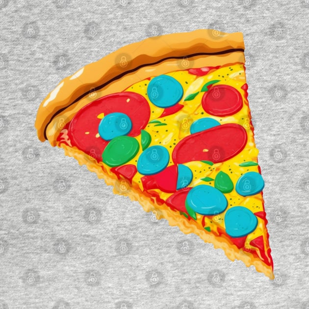 Pizza Slice in Funky Colors by FunkyColorShop